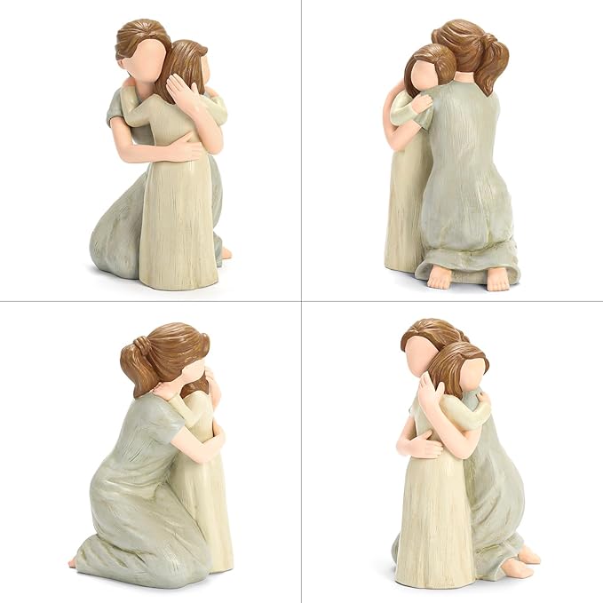 Mother and Daughter Figurine Sculpture, Sculpted Hand-Painted Figure Love My Daughter Gift for Mother’s Day Anniversary Birthday