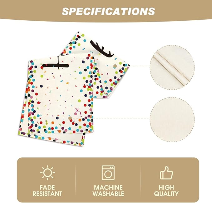 Artoid Mode Polka Dot Beige Happy Birthday Table Runner, Seasonal Kitchen Dining Table Decoration for Home Party Decor 13x90 Inch
