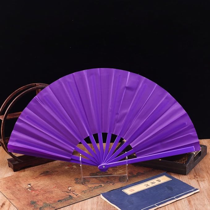 Plastic 13inch Large Rave Fan Popping Fan Clacking Fans for Line Dancing,Hand Fans for Women Foldable,Outdoor,Wedding,Party (Purple-4)