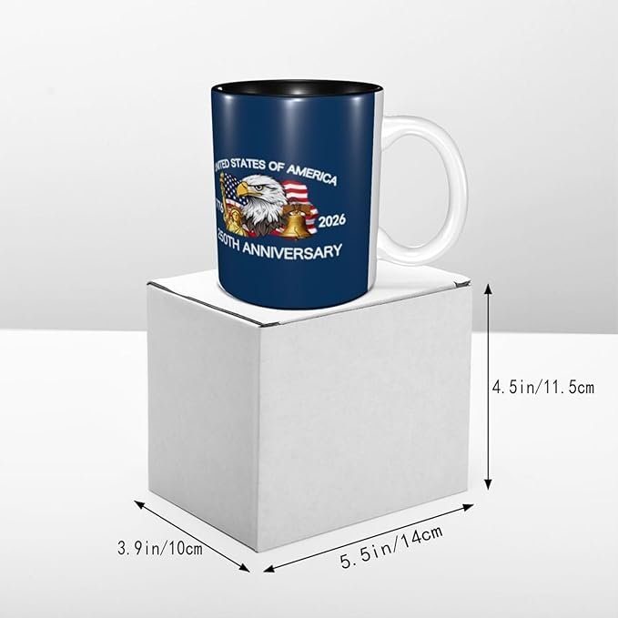 The USA Blue 2 250th 11oz Ceramic Mug Cute Coffee Mugs Tea Cup with Handle for Office and Home Gift for Men Women