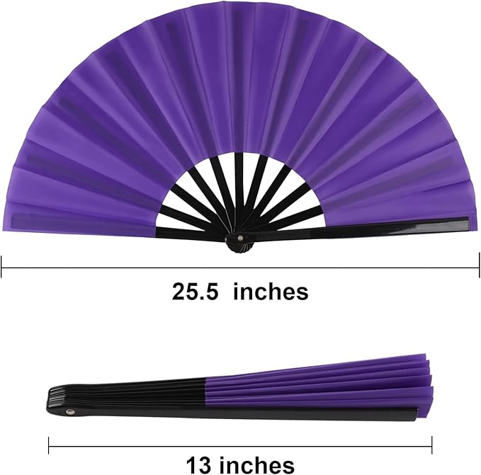 Huralona 5 Pack Large Folding Hand Clap Fan Fabric Rave Popping Fans Chinese Kung Fu Tai Chi Hand Fan Festival Dance Gift Performance Decorations (10 Pack-Colorful)