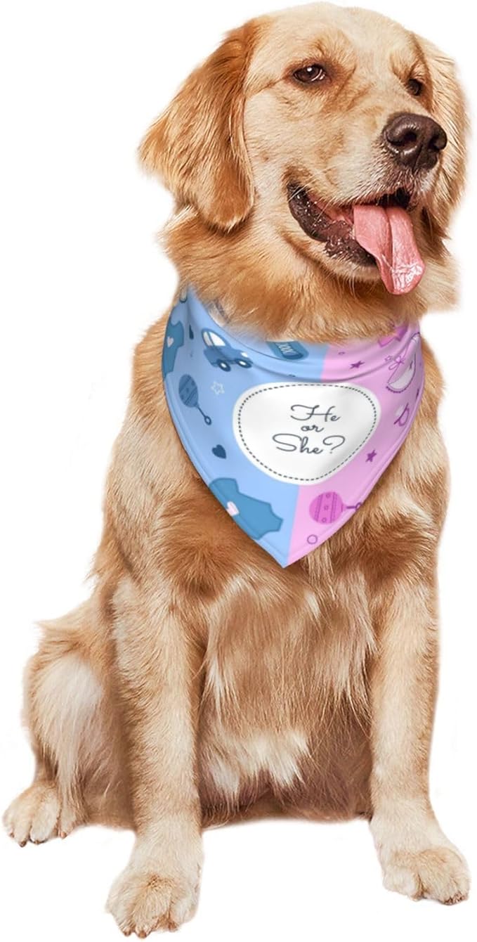 He Or She What Will It Be? Gender Reveal/Baby Announcement Dog Bandana,Pet Neckerchief for Pets Daily Wear Photo Prop Party Supplies (Cute Pink)