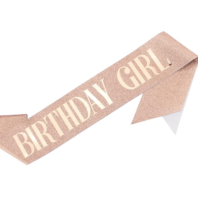 AOPRIE Birthday Crown for Women Birthday Girl Sash for Women Birthday Tiara for Women Birthday Girl Headband Princess Crown Rhinestone Happy Birthday Accessories Rose Gold