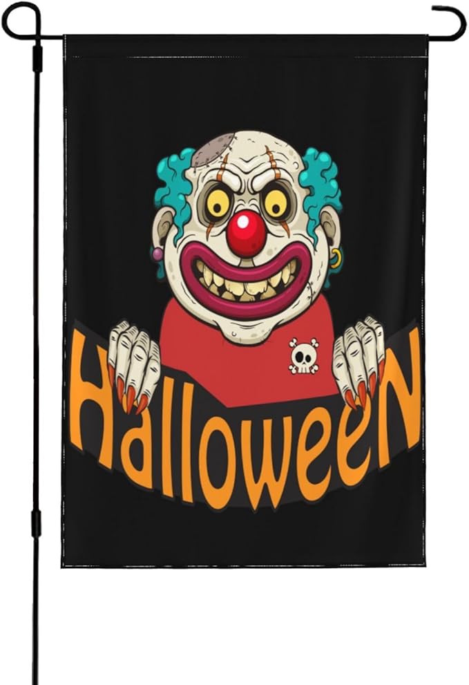 Halloween Clown Garden Flag 12 X 18 In Outdoor Happy Halloweens Mini Yard Flag House Flags Double-Sided Farmhouse Sign For Home Garden Decoration