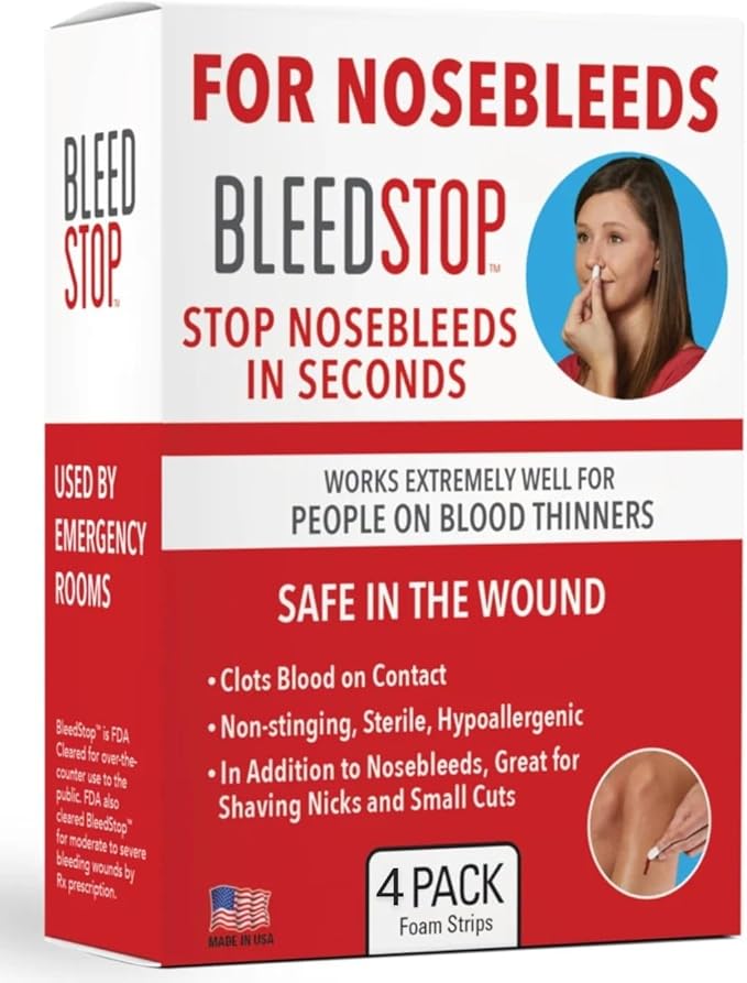 BleedStop™ First Aid Powder Strip for Blood Clotting, Trauma Kit, Blood Thinner Patients, Camping Safety, and Survival Equipment for Moderate to Severe Bleeding Wounds or Nosebleeds - 18g (Pack of 4)