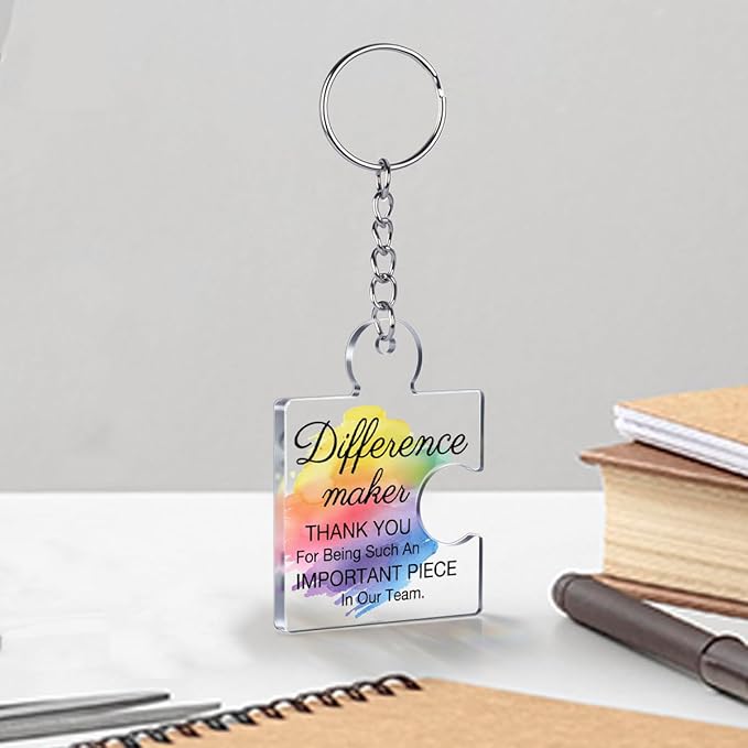 Team Appreciation Gifts for Employee Coworker Staff Bulk, Teamwork Thank You Gift Set Puzzle Piece Acrylic Keychains
