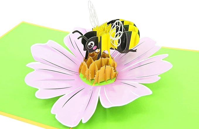 PopLife® Honey Bee 3D Pop Up Mother’s Day Card - Gardener’s Birthday, Happy Anniversary, Valentine's Day, Congratulations, Get Well Soon - for Wife, Mom, Grandma, Friend, Daughter, Sister