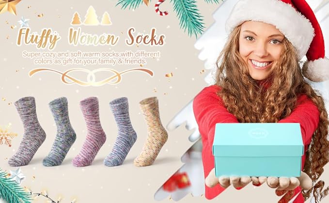 SISOSOCK Fuzzy Cozy Warm Socks for Women-Winter Home Thick Wool Soft Sleeping Socks-Perfect Gifts for Women