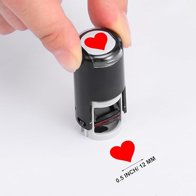Supervitae 2 Pack Valentine's Day Heart Print Stamps Ink Stamper Mini Self Inking Stamps for Classroom Party Educational Learning Activities Craft Supplies