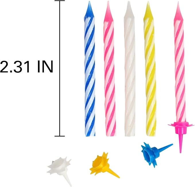 144 Spiral Birthday Candles for Cake & Cupcakes - Multi-Color Party Candles Set