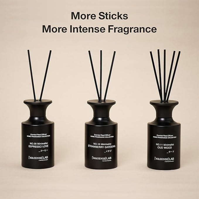 M&SENSE Reed Diffuser Set, 10.14 fl oz Large Reed Diffuser, Sage & Smoke Scented with Natural Essential Oils, Long Lasting with 7 Sticks, Non-Toxic Home Fragrance Reed Diffuser for Bedroom, Bathroom