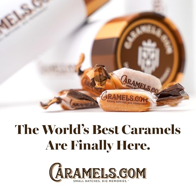 Caramels.com | Candy Gift Box | Individually Wrapped Soft Chew Caramels | Sea Salt Vanilla, Butter Pecan, Chocolate Brownie Slow Cooked Candies | Great Gift Idea for Holidays and Birthdays | Made in USA | Pack of 3