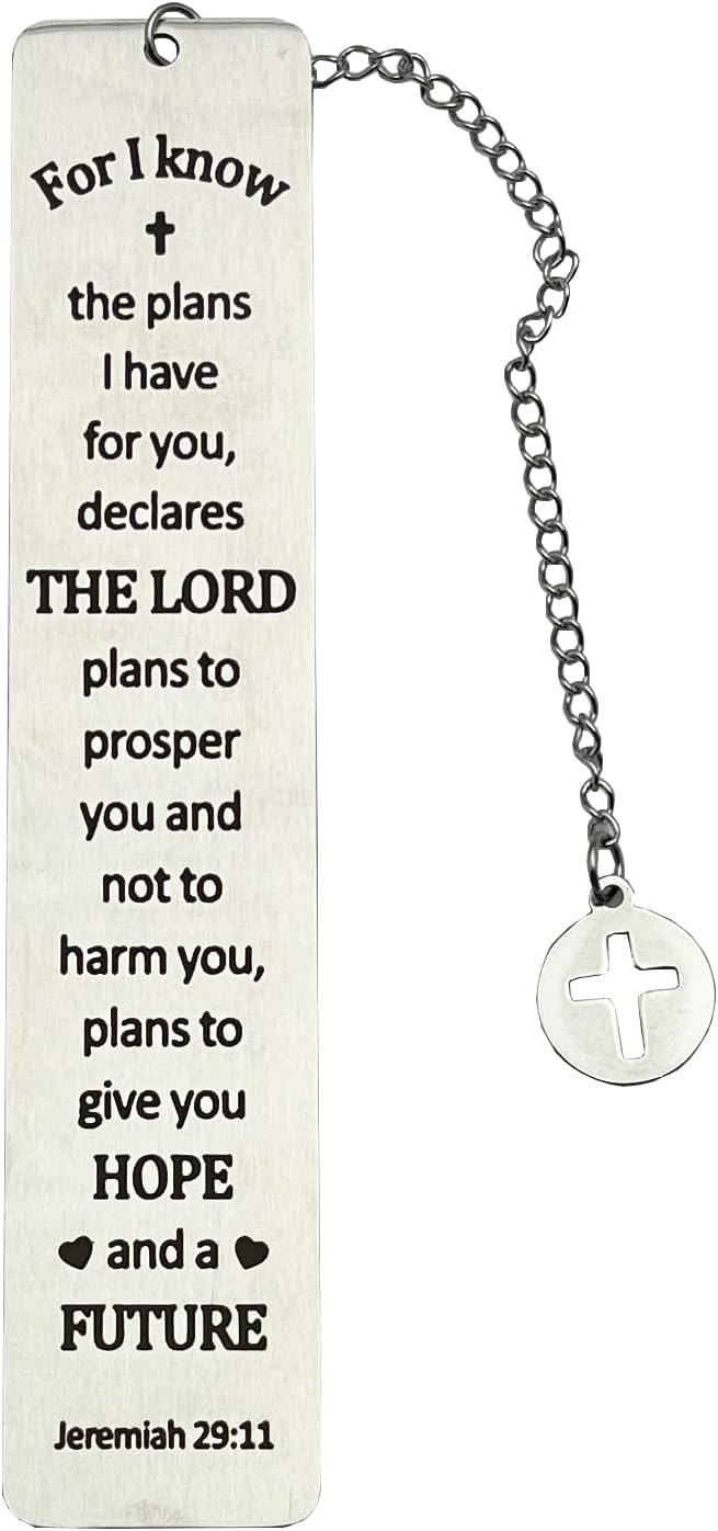 Christian Bookmark Gifts for Women Girls Boys, Inspirational Religious Book Mark Markers Faith (for I Know The Plans I Have)