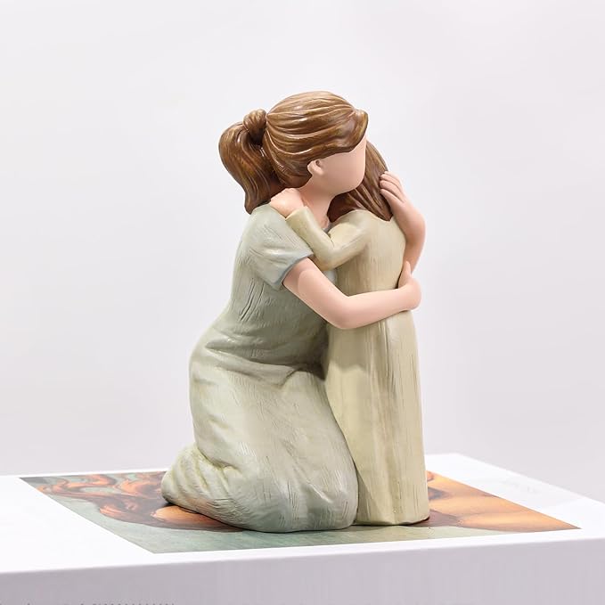 Mother and Daughter Figurine Sculpture, Sculpted Hand-Painted Figure Love My Daughter Gift for Mother’s Day Anniversary Birthday