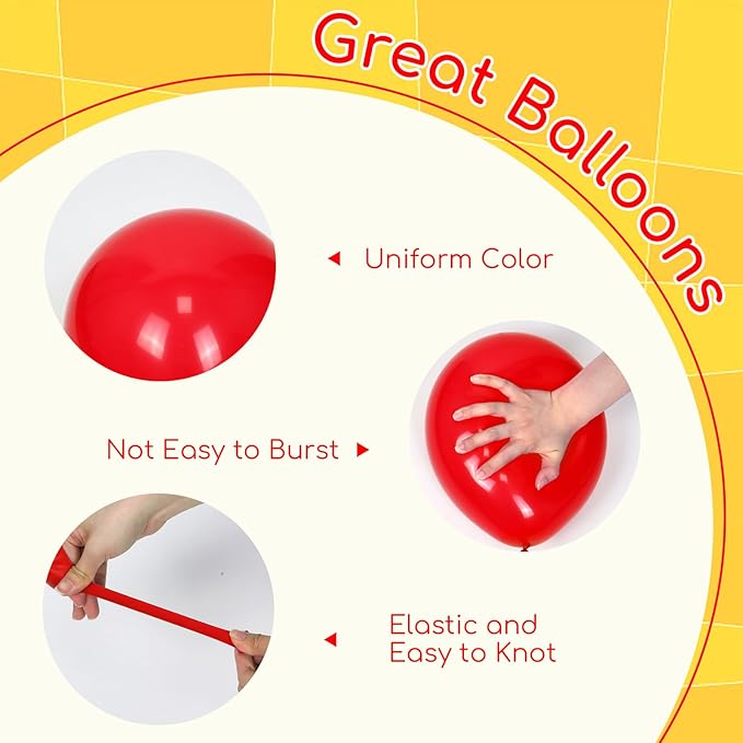 60pcs Red and Yellow Balloons 12inch with Red Print Confetti Black and Yellow Balloons for Baby Shower 1st 2nd 3rd Birthday Party Decorations