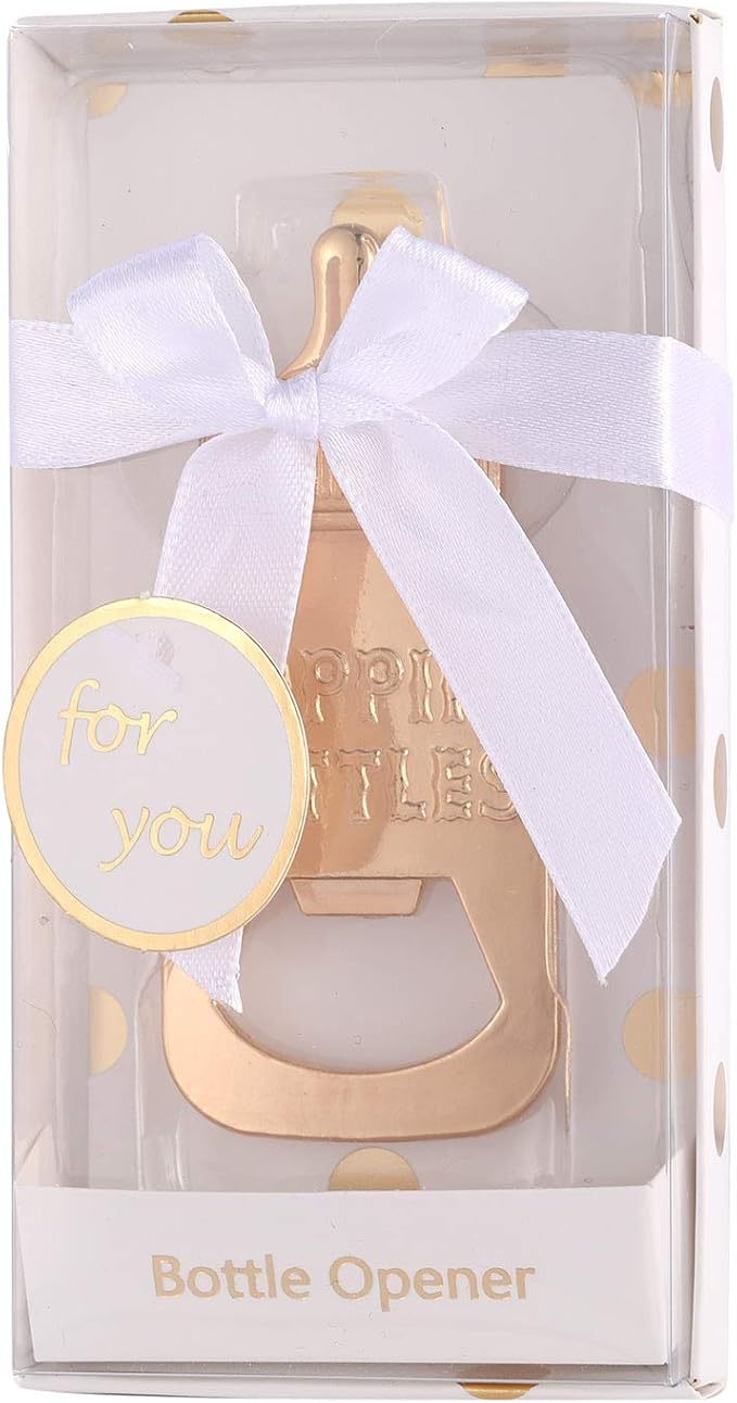 24 Pack Bottle Opener Baby Shower Favor For Guest,Cute Poppin Bottle Shaped Bottle Opener Favors for Baby Shower Souvenir Supplies and Decorations For Boy or Girl (White, 24)