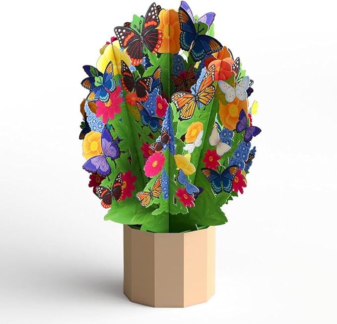 Lovepop Everyday Pop-Up Card with Mini Paper Bouquet for Her and Him - 3D Greeting Cards for Boys, Girls, Men, Women - Flutter of Happiness - 5" x 7 Card - Blank Note Card & Envelope Included