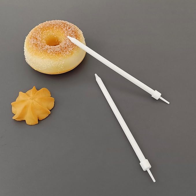 Long Thin White Birthday Candles for Cake Topper 24 Counts with Holders Cake and Cupcake Decorations (24, Pure White)
