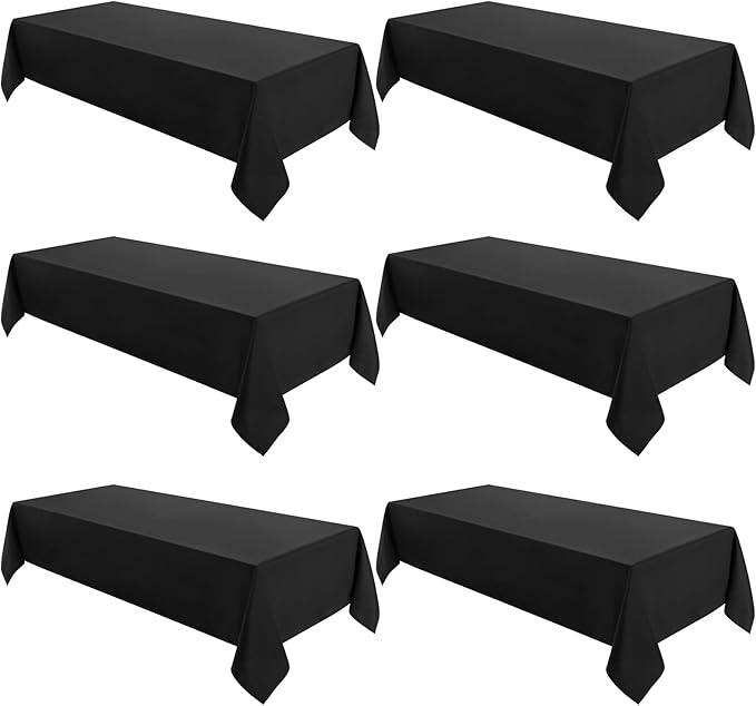VidaFete Tablecloth 60 * 102inch 6 Pack Rectangle Table Cloth Polyester, Stain Wrinkle Resistant Polyester Dining Table Cover for Kitchen Dinning Party Wedding Rectangular Tabletop Decoration(Black)