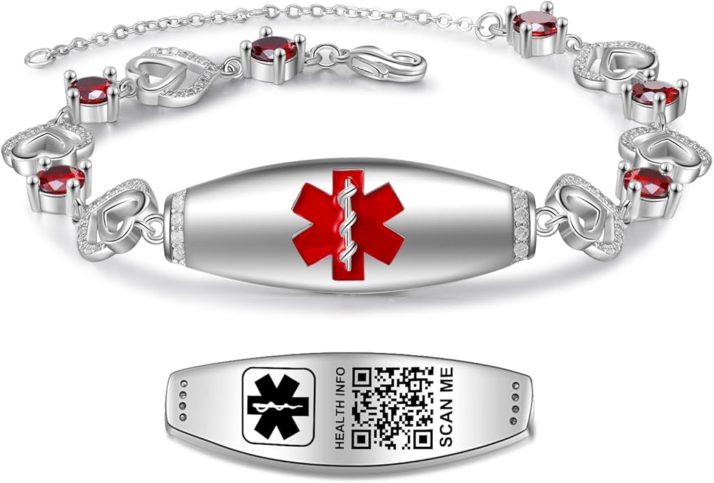 Upgraded Medical Bracelets Men Women with QR Code Medical Alert ID Bracelets - Titanium Steel Wristband Fits Wrists Up 8''-10'' - More Space Custom Emergency Med ID Info