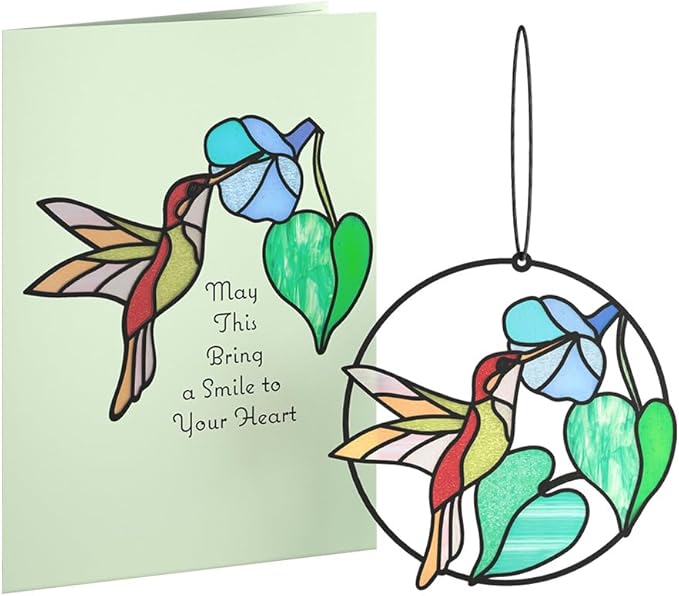 Lovepop Thinking of You Suncatcher Card for Her and Him - 3D Greeting Cards for Boys, Girls, Men, Women - Smile to Your Heart - 5" x 7" Hummingbird Card - Blank Notecard and Envelope Included