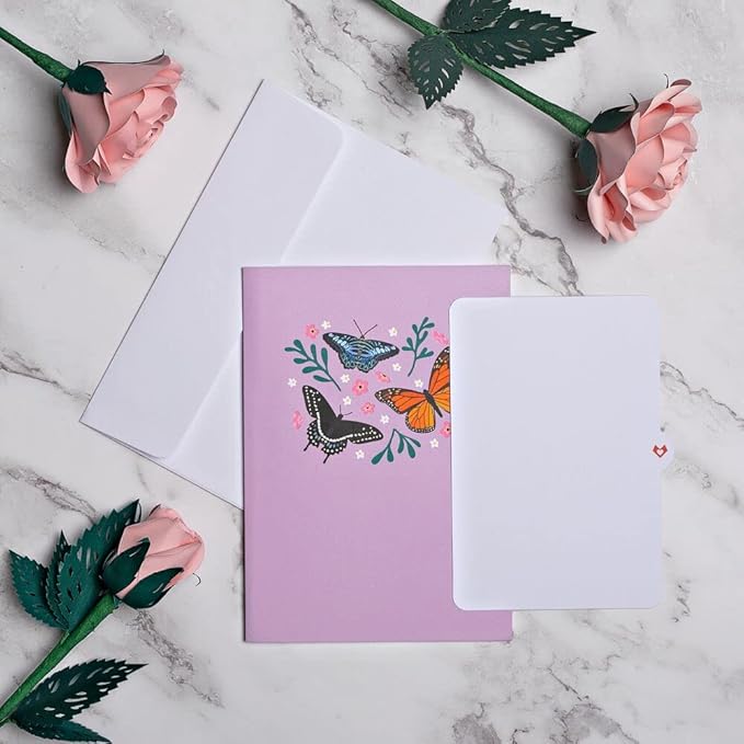 Lovepop Mother's Day Card - Garden Butterflies, Laser Cut and Handcrafted, 5 x 7 Inches, Blank Envelope Included