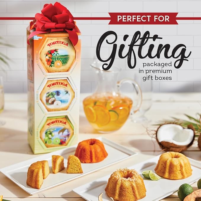 TORTUGA Caribbean Mamajuana Rum Cake - 16 oz Caribbean Rum Cake - 4 Pack - The Perfect Premium Gourmet Gift for Stocking Stuffers, Gift Baskets, and Christmas Gifts - Great Cakes for Delivery
