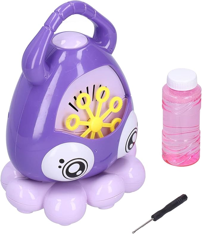 Portable Bubble Machine for Kids, Automatic Bubble Blower with Music Function, 8 Rotating Wands for 3000 Bubbles Per Minute, Handheld Bubble Maker for Toddlers, Outdoor Party,