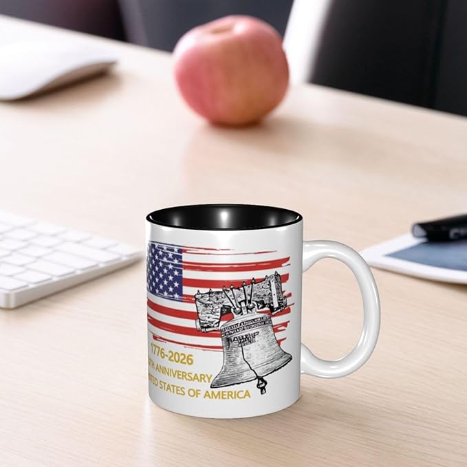 USA Flag 3 250th 11oz Ceramic Mug Cute Coffee Mugs Tea Cup with Handle for Office and Home Gift for Men Women