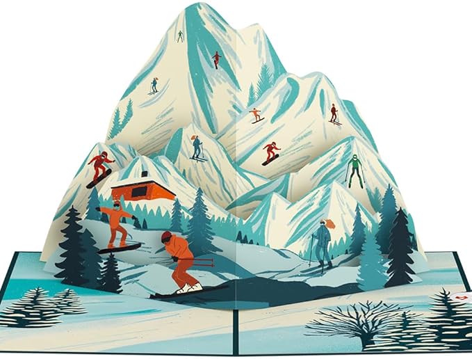 Lovepop Everyday Pop-Up Card for Her and Him - 3D Greeting Cards for Boys, Girls, Men, Women - Mountain Ski Adventure - 5" x 7" Card - Blank Notecard & Envelope Included