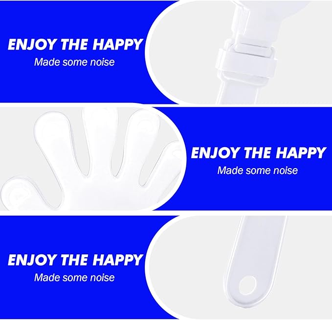 20 Pcs Hand Clappers Noisemakers 7.5 Inch Clappers Noisemakers Plastic Hand Clappers for Birthdays Game Football Sporting Events Cheers Supplies Dance Basketball Football Noisemakers(White)