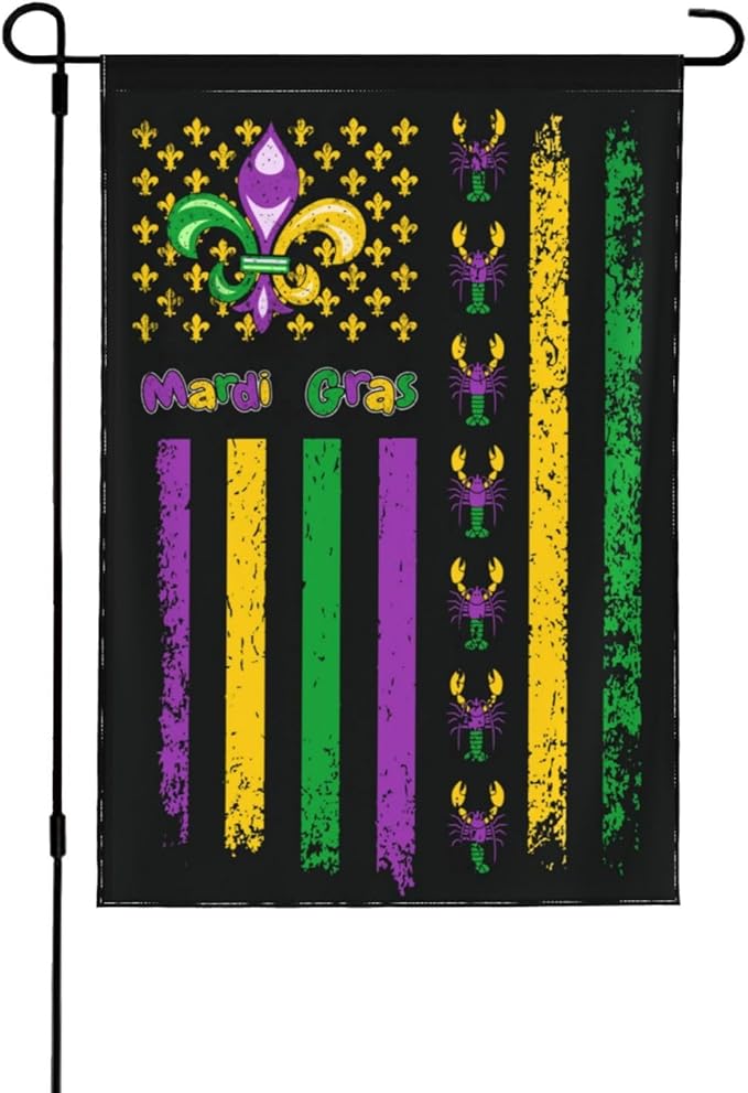 Mardi Gras Garden Flag 12 X 18 Inches Outdoor Lobster Mini Yard House Flags Double-Sided Farmhouse Sign For Home Garden Decoration