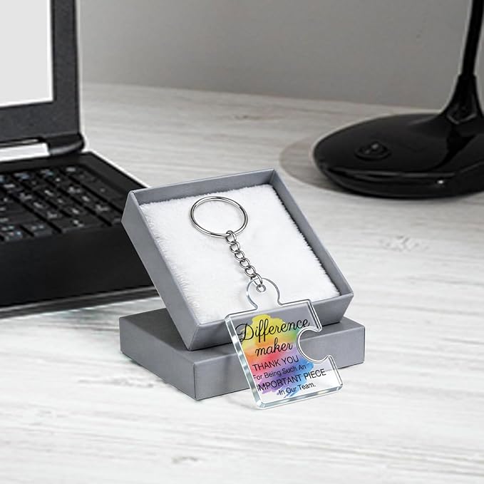 Team Appreciation Gifts for Employee Coworker Staff Bulk, Teamwork Thank You Gift Set Puzzle Piece Acrylic Keychains