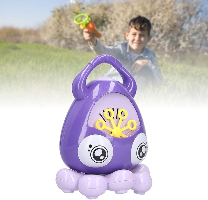 Portable Bubble Machine for Kids, Automatic Bubble Blower with Music Function, 8 Rotating Wands for 3000 Bubbles Per Minute, Handheld Bubble Maker for Toddlers, Outdoor Party,