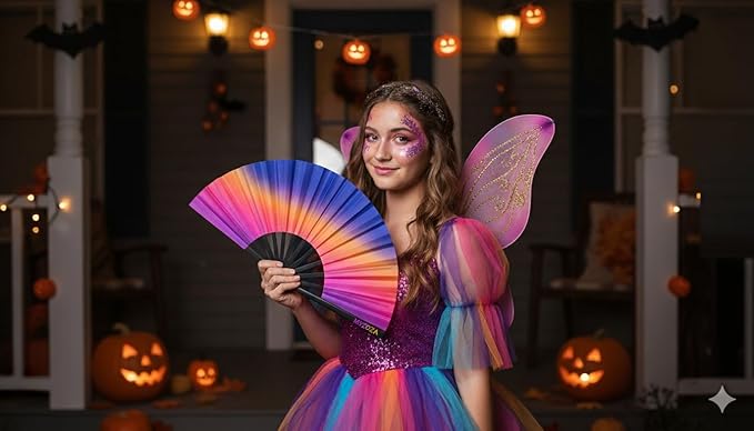 Large Hand Foldable Fan Clack Popping Rave Festival Line Dancing Boots on the Ground Mardi Gras Valentines (ombres)