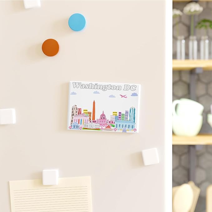 City Themed Artwork Magnet Collection by Beary Blu - Designed in The USA, Collectible Souvenirs Gifts 2.5" x 3.5" (Washington DC)
