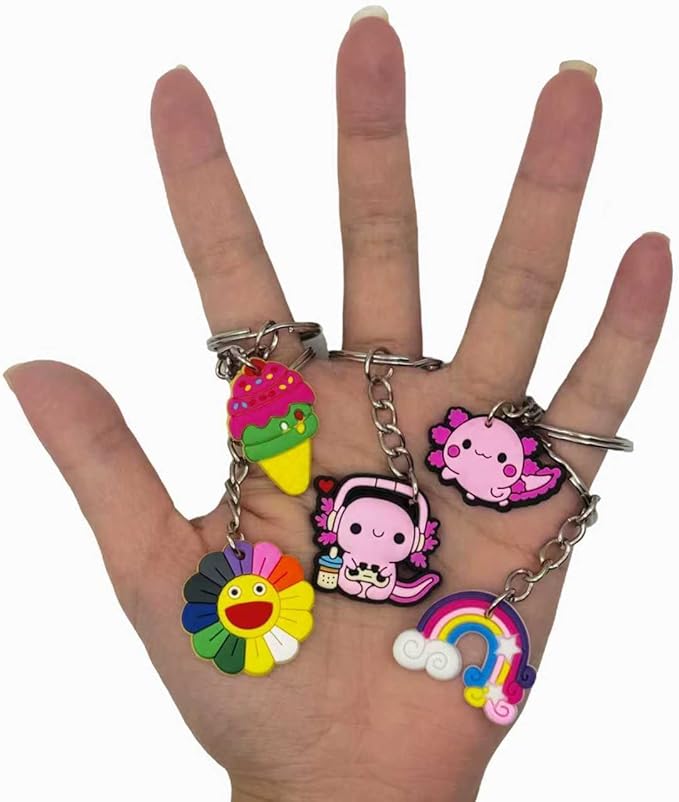 Ella & Emma 30/50/100 Bulk Different Keychains, Mixed Non-Repeat Cute Key Chain for Classroom Prizes Students Incentives Holiday Gifts Party Favors (30pcs Boys Mixed)