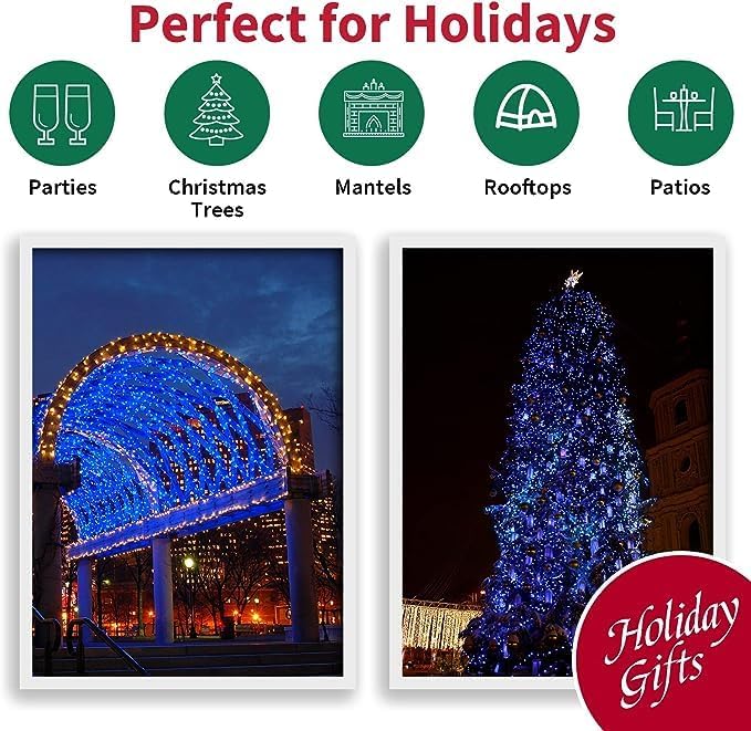 LAMPHOME 60 Count Blue - String Lights - LED Christmas Lights, Mini led Lights for Indoor Outdoor Home Holiday Party Wedding Independence Day Decoration