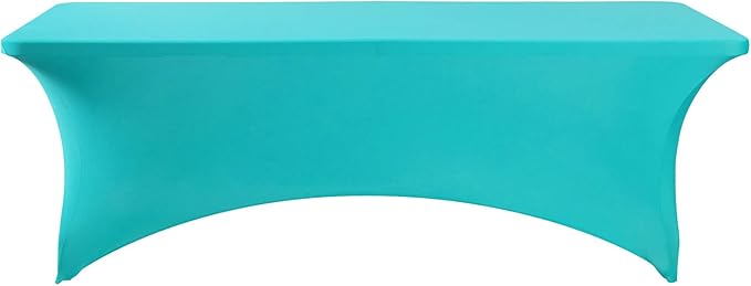 FORLIFE Spandex Table Covers，Fitted Tablecloth for Rectangular Tables, Stretch Patio Table Covers, Universal Spandex Table Cover for Wedding, Banquet, Party (8ft, Turquoise)
