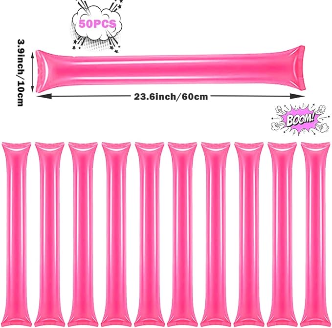 Lovecheer 50PCS Thunder Sticks Thicken Cheering Sticks Plastic Inflatable Noise Makers for Sports Team Spirit Party