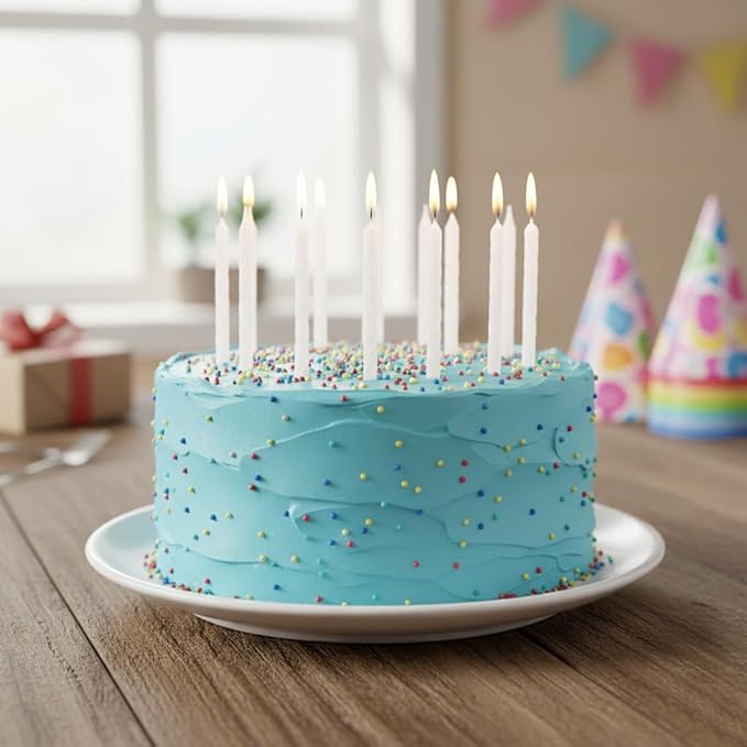 White Birthday Candles Spiral, Candle for Cake, Cupcake, Party Celebration (48 Count)