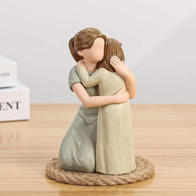 Mother and Daughter Figurine Sculpture, Sculpted Hand-Painted Figure Love My Daughter Gift for Mother’s Day Anniversary Birthday