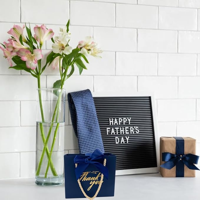TKSBAG 50 Pack Small Thank You Gift Bags with Handles, 5.5''x 2.5''x4.7'' Mini Navy Blue Gift Bags Bulk for Baby Shower, Birthday, Wedding, Party Favors, Back to School, Summer Party