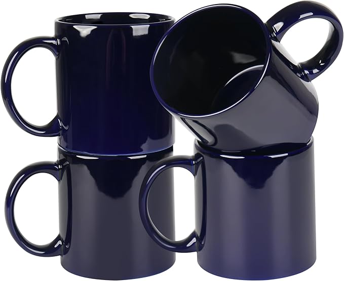 22oz Super Large Ceramic Coffee Mugs Large Handles Set of 4 (Cobalto)