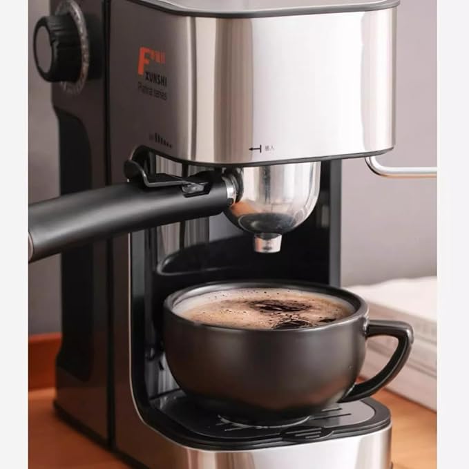 Ceramic Latte Mug, 10.82oz Barista Cup with Saucer, 7mm Thickened Rim Ceramic Cappuccino Cup, Vintage Latte Art Mug for Home & Café (Quiet Black)