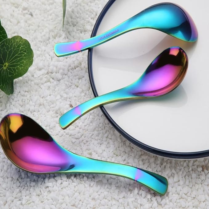 5 PCS Stainless Steel Soup Spoons, Mirror Finish, Kitchen & Dessert Spoons (Rose Gold)