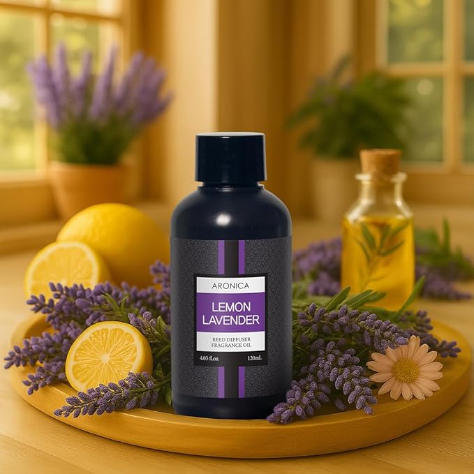 Aronica Lemon Lavender Essential Oil, Diffuser Oil Refills Scents for Home, Refill Essential Oil Bottle, Organic Air Fresheners for Home, Infused Oil Refill