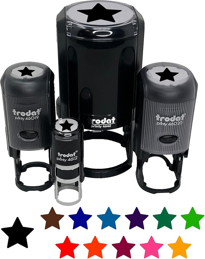 Star Shape Excellent Self-Inking Rubber Stamp Ink Stamper for Stamping Crafting Planners - 3/4 Inch Small - Blue Ink