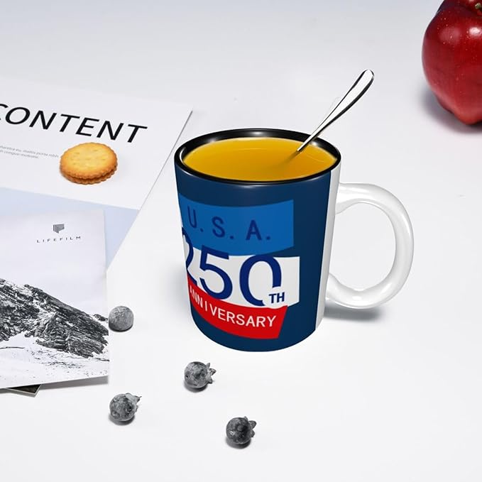U.S.A. 250TH 250th 11oz Ceramic Mug Cute Coffee Mugs Tea Cup with Handle for Office and Home Gift for Men Women