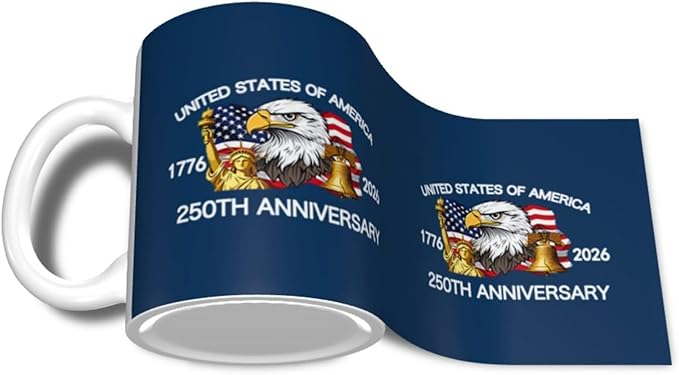 The USA Blue 2 250th 11oz Ceramic Mug Cute Coffee Mugs Tea Cup with Handle for Office and Home Gift for Men Women